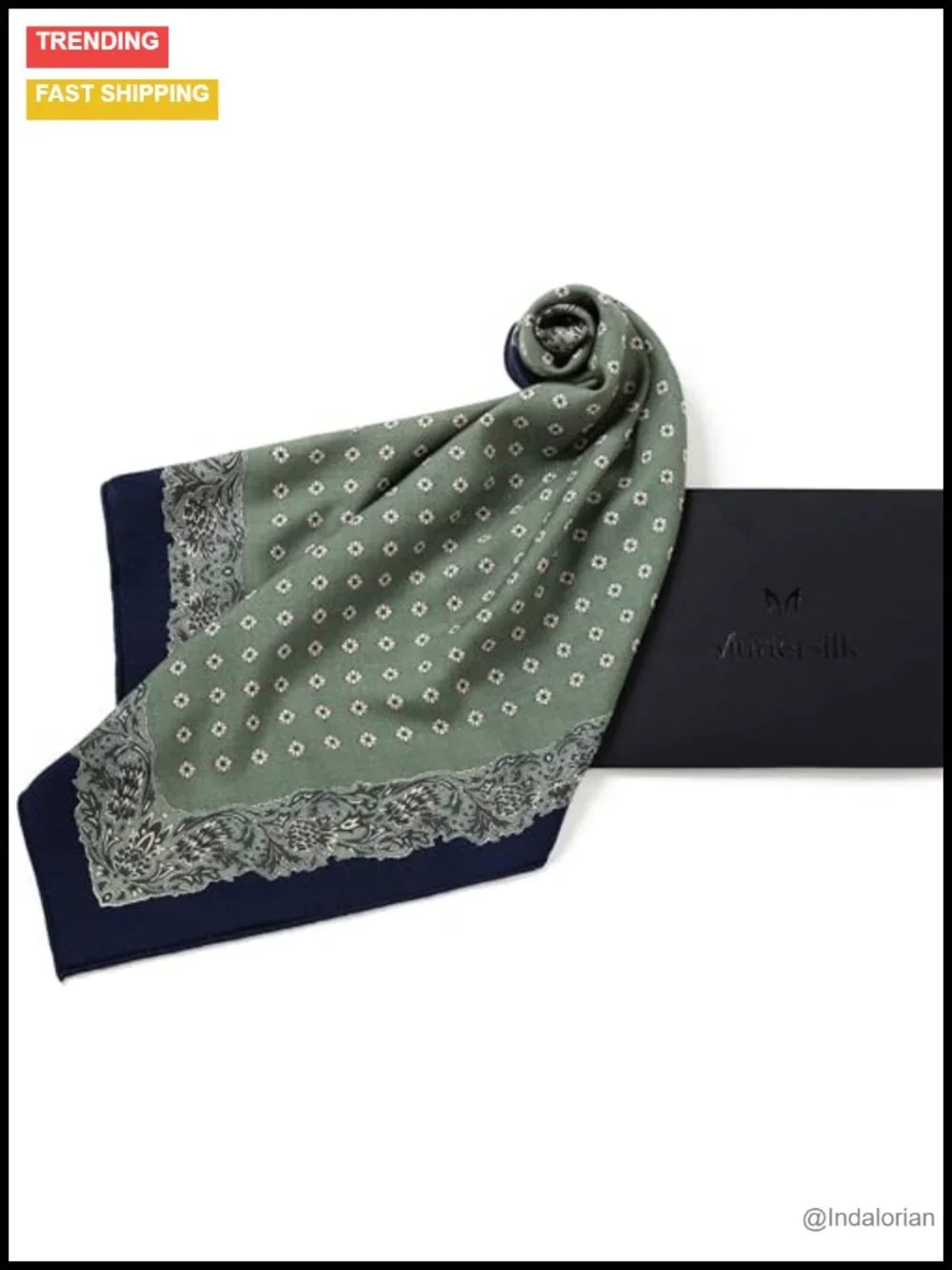 Silk Wool Blend Square Scarf, Hand-Rolled Reversible Neckerchief for Travel &